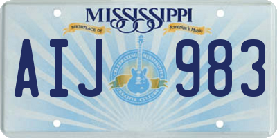 MS license plate AIJ983