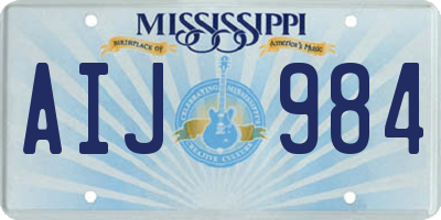 MS license plate AIJ984