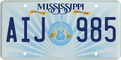 MS license plate AIJ985