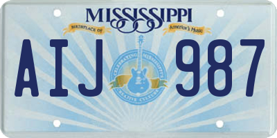 MS license plate AIJ987