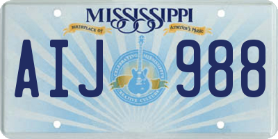 MS license plate AIJ988