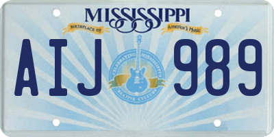 MS license plate AIJ989