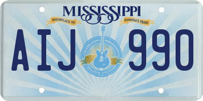 MS license plate AIJ990