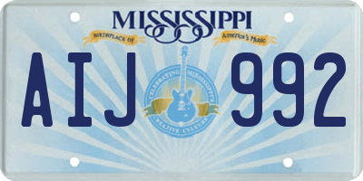 MS license plate AIJ992