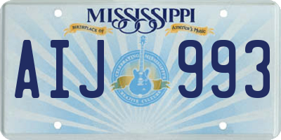 MS license plate AIJ993