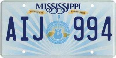 MS license plate AIJ994