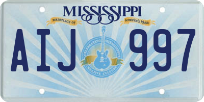 MS license plate AIJ997