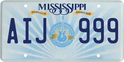 MS license plate AIJ999
