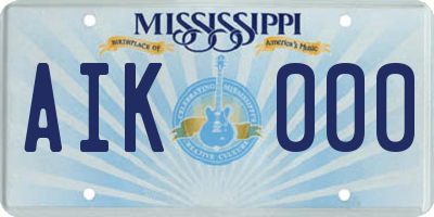 MS license plate AIK000