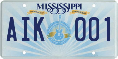 MS license plate AIK001