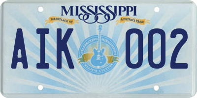 MS license plate AIK002