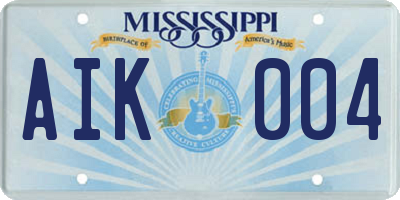MS license plate AIK004