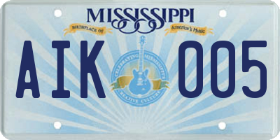 MS license plate AIK005