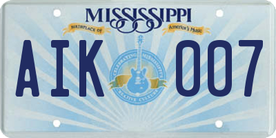 MS license plate AIK007