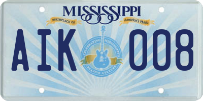 MS license plate AIK008