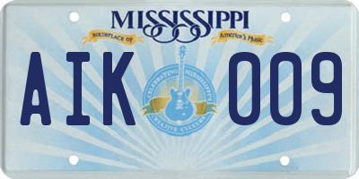 MS license plate AIK009