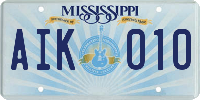 MS license plate AIK010