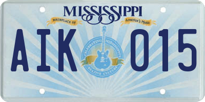 MS license plate AIK015