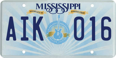 MS license plate AIK016