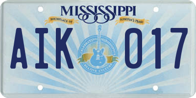 MS license plate AIK017