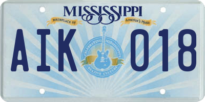 MS license plate AIK018