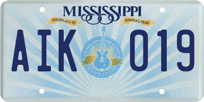 MS license plate AIK019