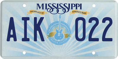 MS license plate AIK022