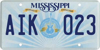 MS license plate AIK023
