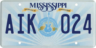 MS license plate AIK024