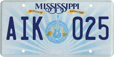 MS license plate AIK025