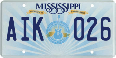 MS license plate AIK026