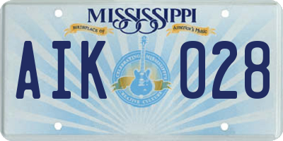 MS license plate AIK028