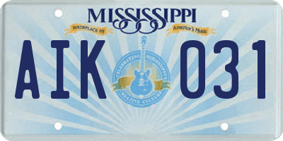 MS license plate AIK031