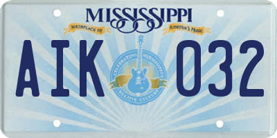MS license plate AIK032