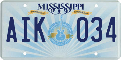 MS license plate AIK034