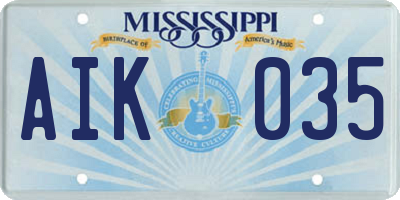 MS license plate AIK035