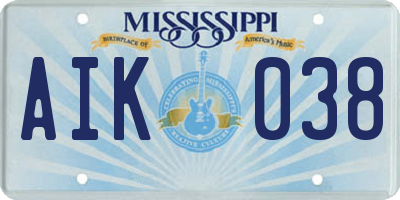 MS license plate AIK038