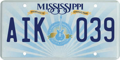 MS license plate AIK039
