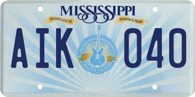 MS license plate AIK040