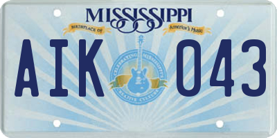 MS license plate AIK043