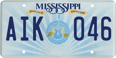 MS license plate AIK046