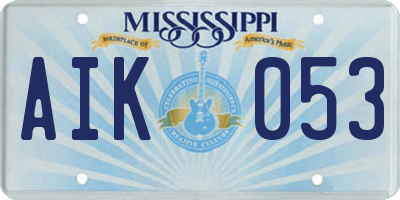 MS license plate AIK053