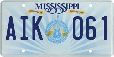 MS license plate AIK061