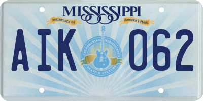 MS license plate AIK062