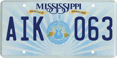 MS license plate AIK063