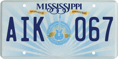 MS license plate AIK067