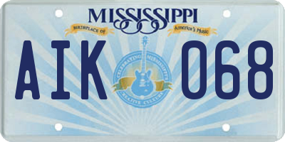 MS license plate AIK068