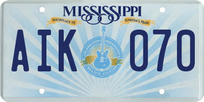 MS license plate AIK070