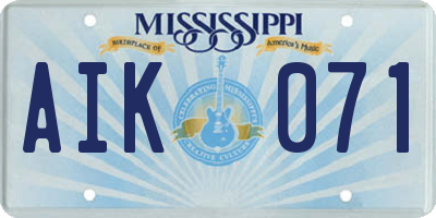 MS license plate AIK071