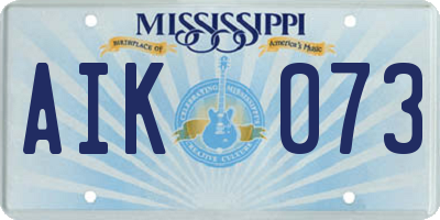 MS license plate AIK073